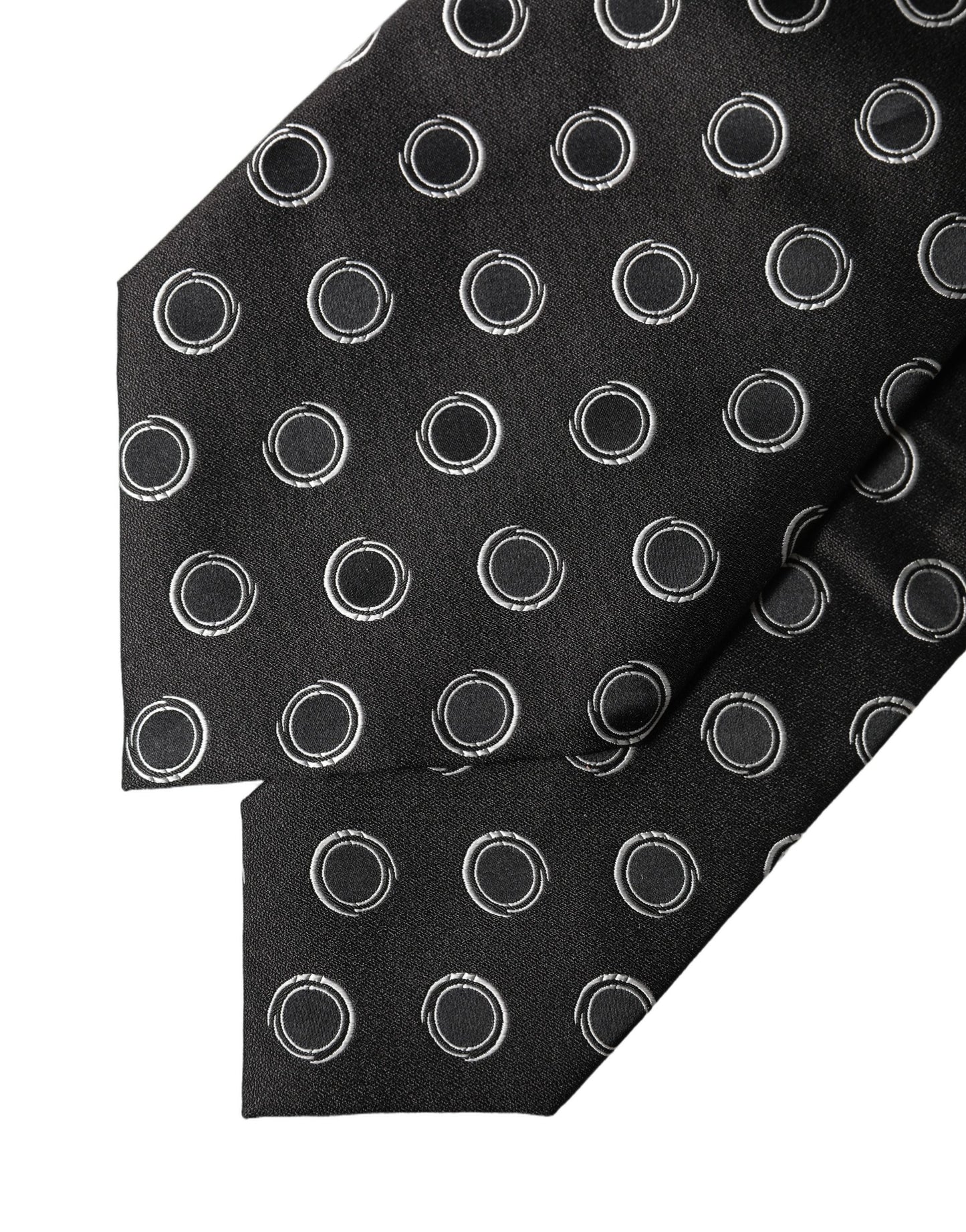 Dolce & Gabbana Black White Polka Dot Silk Adjustable Women Necktie Tie