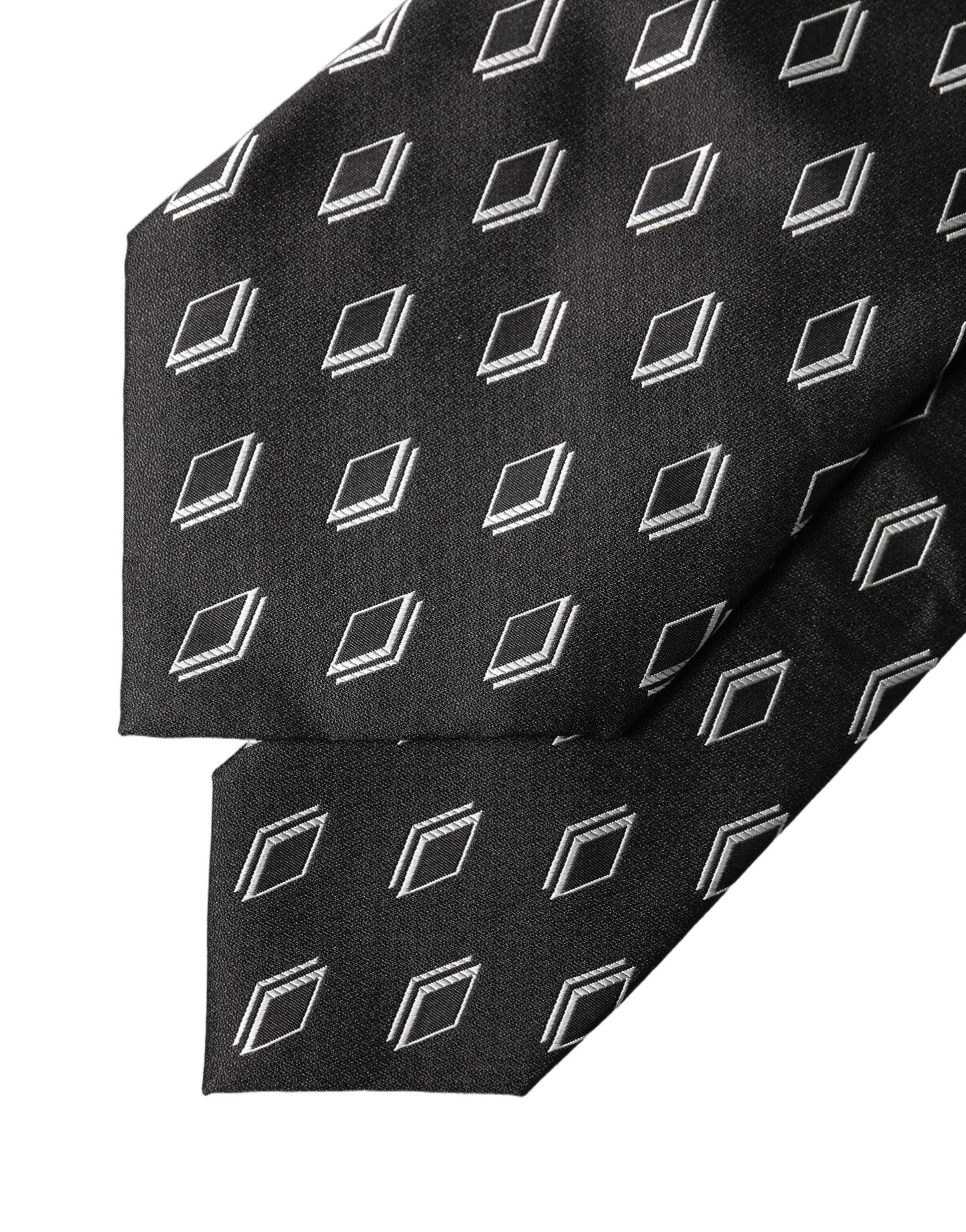 Dolce & Gabbana Black Patterned Silk Adjustable Women Tied Necktie Tie