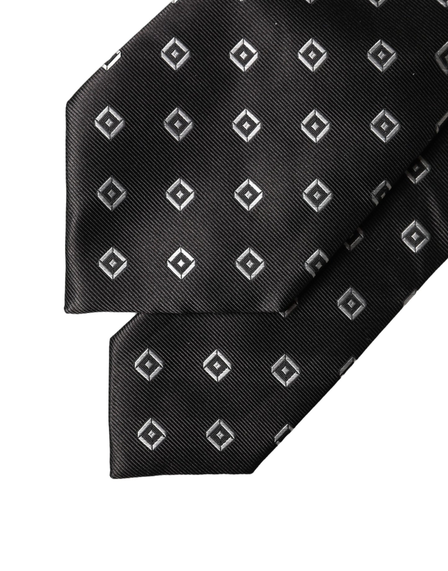 Dolce & Gabbana Black White Geometric Silk Adjustable Women Necktie Tie