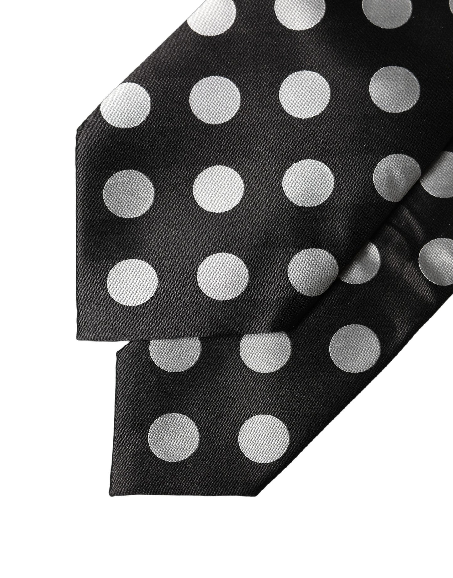 Dolce & Gabbana Black White Polka Dot Silk Adjustable Women Necktie Tie