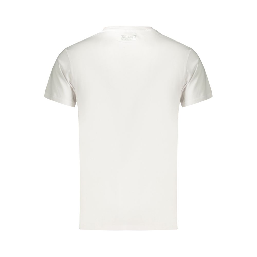 T-Shirt by Bikkembergs for men in cotton white & print showcases a unassuming silhouette, artfully detailed with a refined crew neckline and unassuming for a sophisticated, contemporary look.