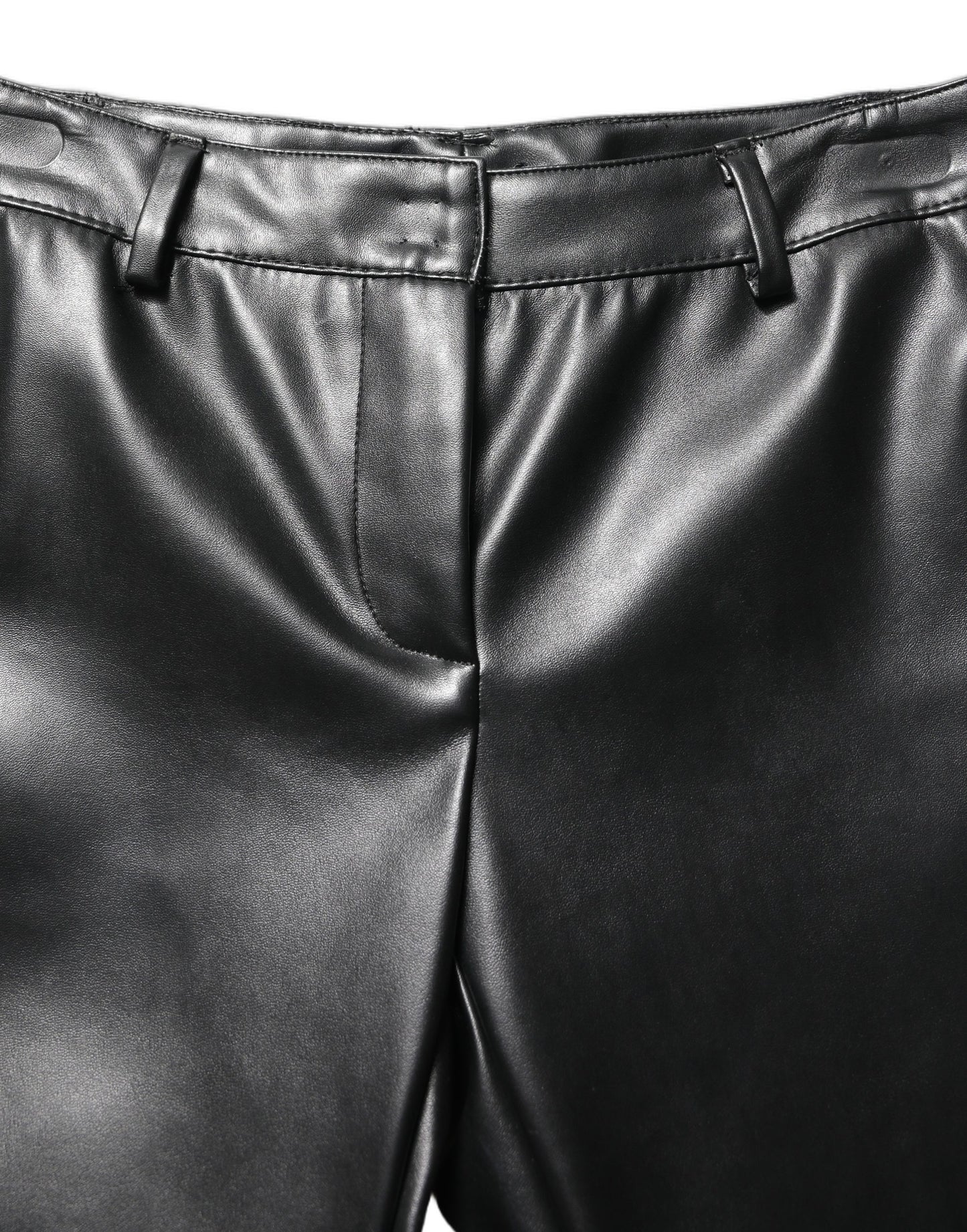 Dolce & Gabbana Black PU Leather High Waisted Trouser Pants