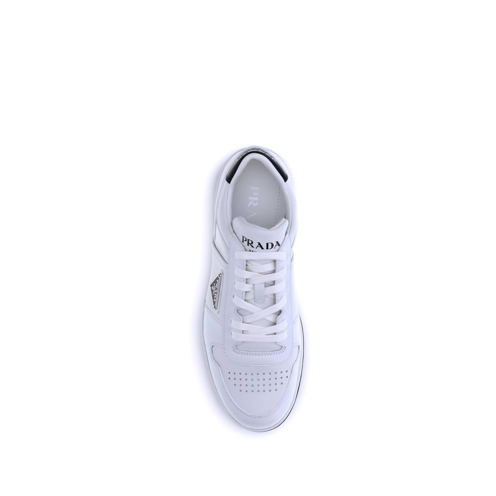 Prada Men's Low Top Bos Taurus Calf Leather Sneakers - White Signature