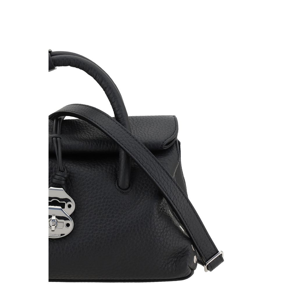 Shoulder Bag by Zanellato for women in bos taurus calf leather black features an effortlessly chic silhouette with a secure hook, ample built-in-compartments, and versatile shoulder-strap, adjustable-strap & handle for effortlessly chic everyday luxury.