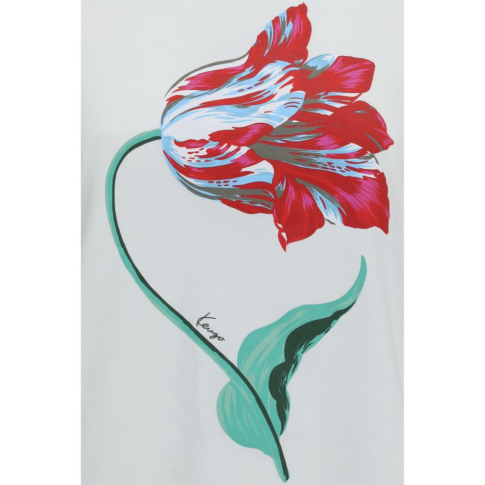 T-Shirt by Kenzo for women in cotton white, floral, signature & print showcases a unassuming silhouette, artfully detailed with a refined and unassuming for a sophisticated, contemporary look.