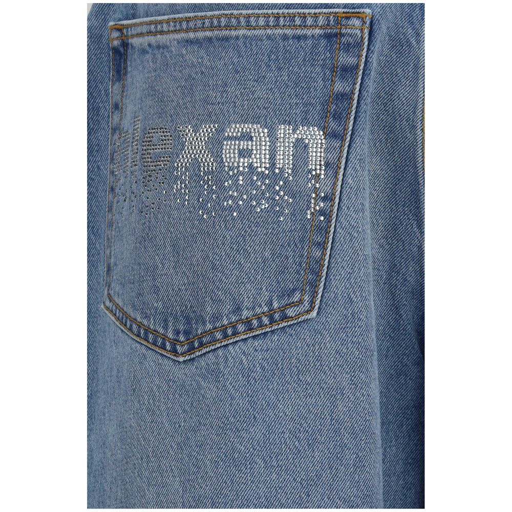 Jeans by Alexander Wang for women in denim cotton & crystal blue features a polished silhouette with a polished oversized, reaching a polished long and finished with a polished mid rise.