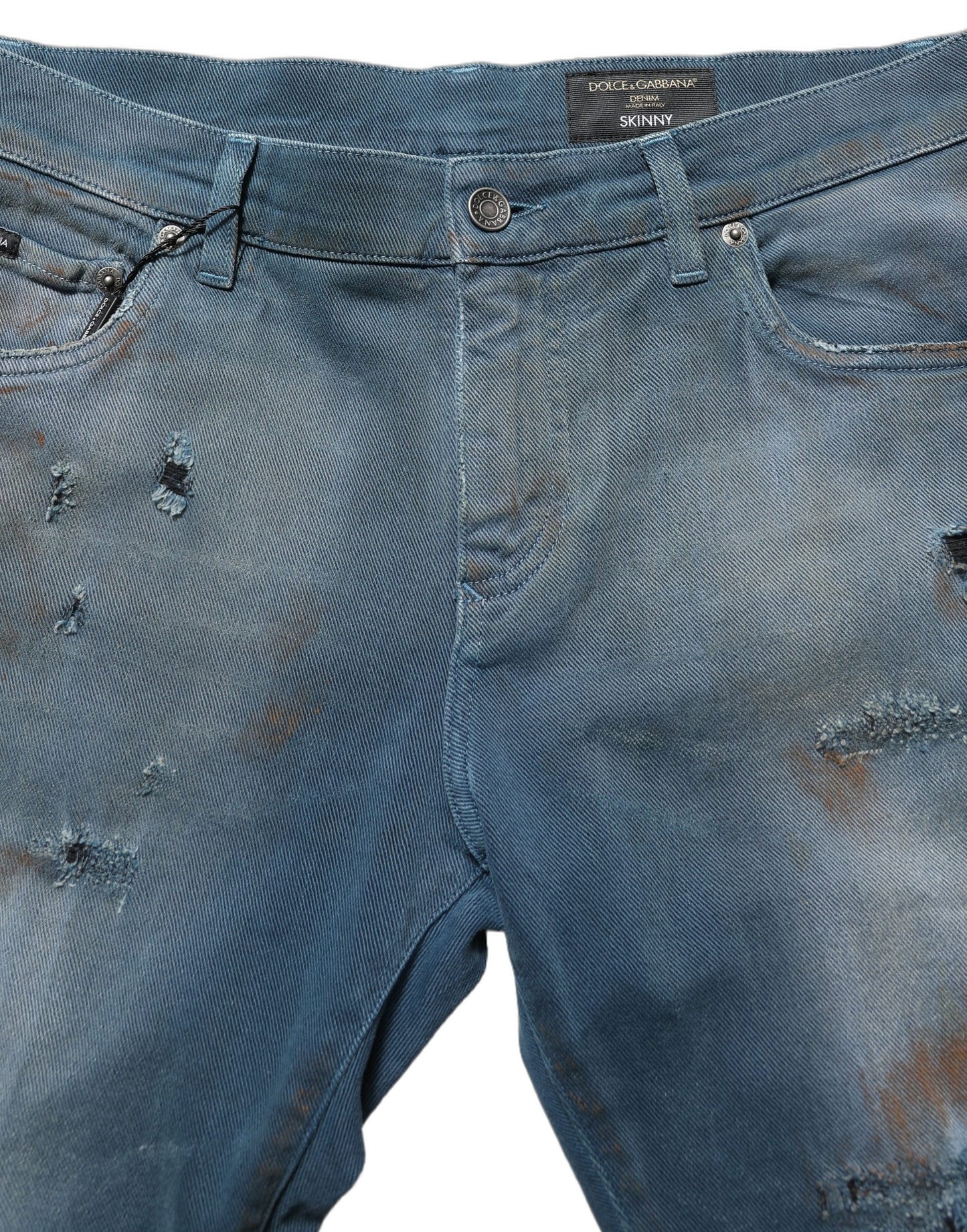 Dolce & Gabbana Blue Distressed Mid Waist Skinny Denim Jeans