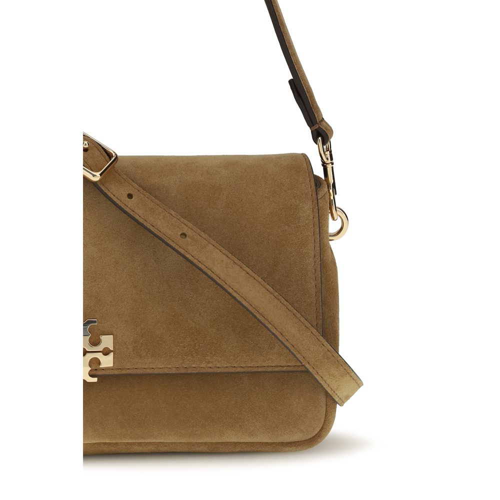 Mini Shoulder Bag by Tory Burch for women in suede leather beige showcases a enviable silhouette, artfully detailed with a secure zipper & magnetic, organized , and versatile shoulder-strap for a enviable look.