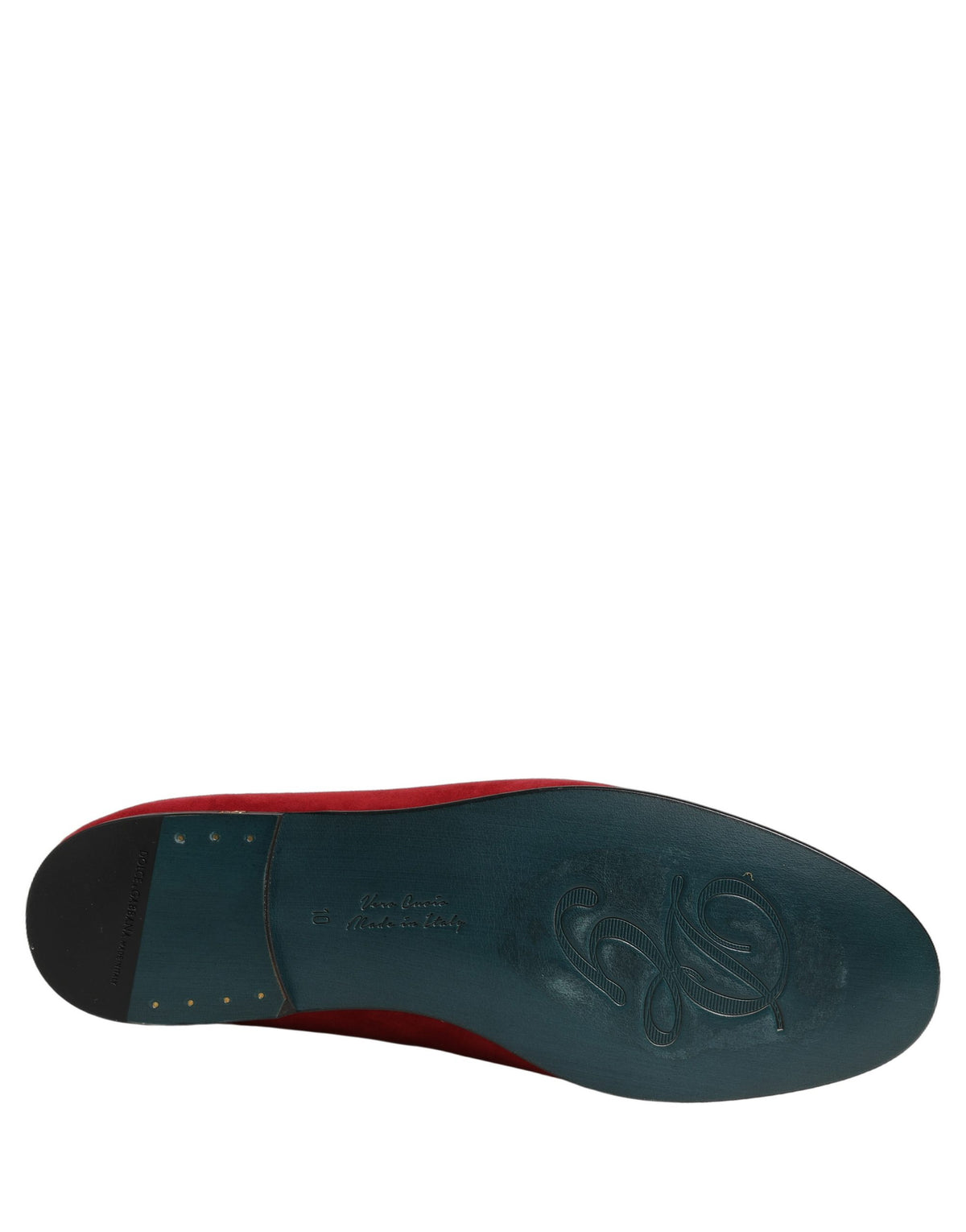 Dolce & Gabbana Men's Suede Leather Low-Heel Loafer Slip-On Shoes - Red