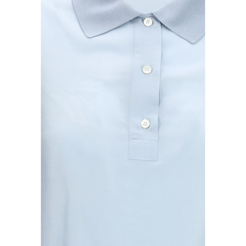 Blouse by Jacob Cohen for women in wool & silk blue showcases a sharp silhouette, elegantly detailed with a sharp and sharp .