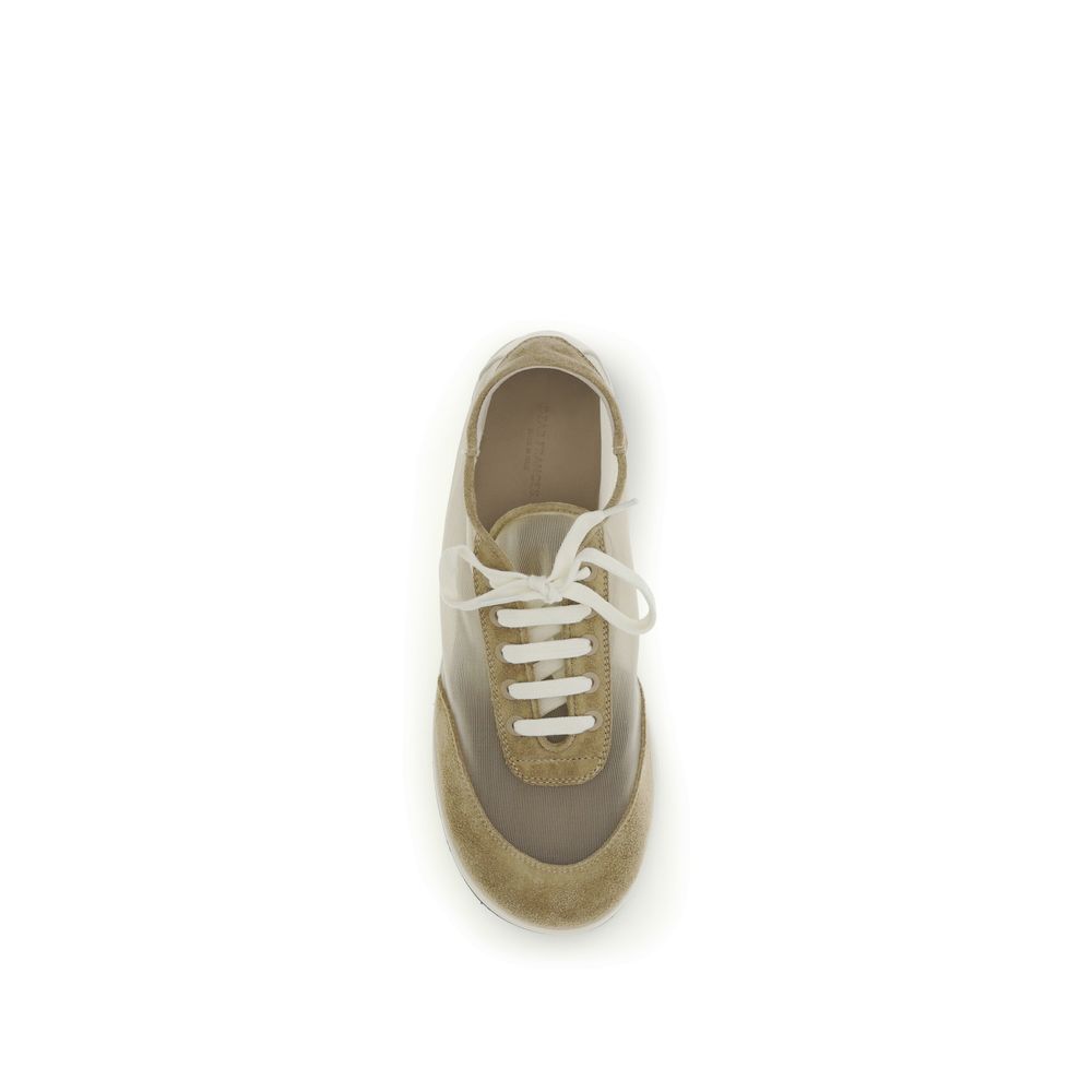 Sneakers by Dear Frances for women in polyamide & bos taurus calf leather beige presents a sumptuous silhouette, artfully capturing the essence of the Women's Low Top Polyamide & Bos Taurus Calf Leather Sneakers with its sumptuous low-top style design.