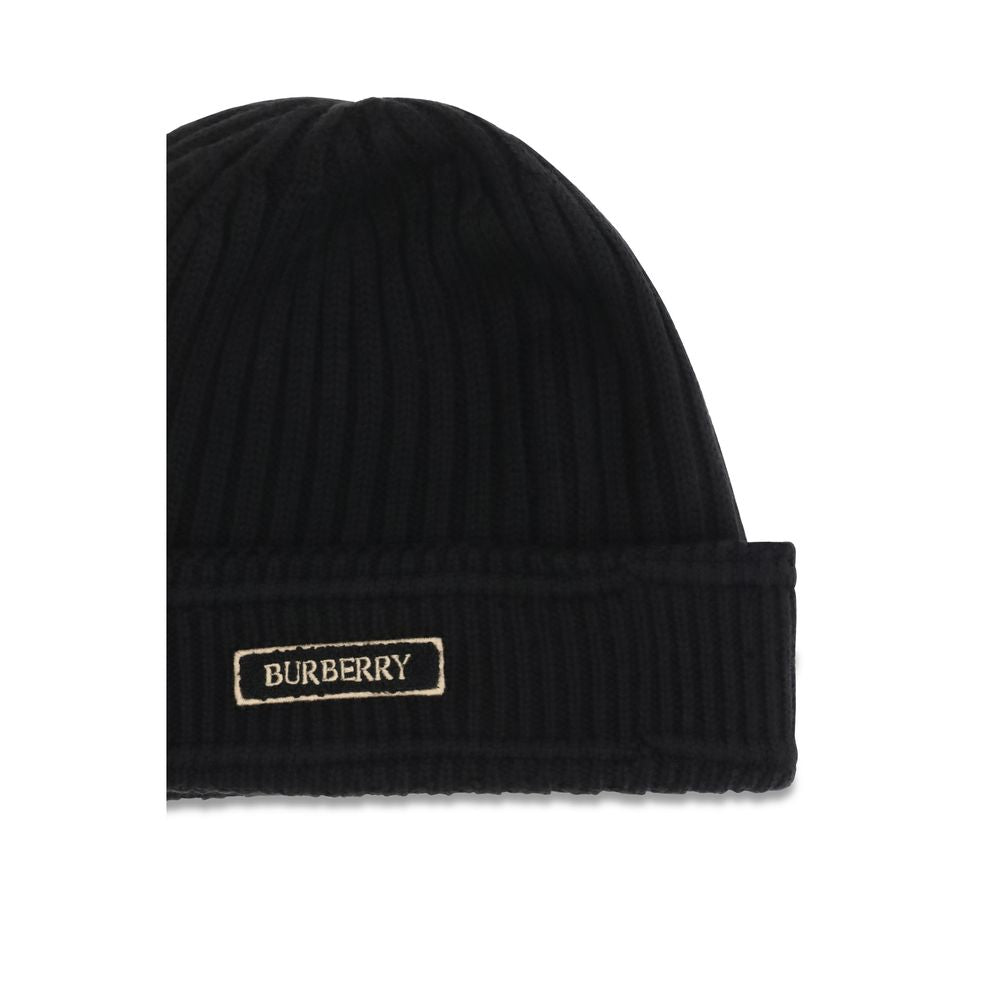 Beanie Hat by Burberry for men in merino wool black features a athleisure-luxe silhouette, artfully capturing the essence of the athleisure-luxe Merino Wool Beanie Hat design for a sophisticated look.