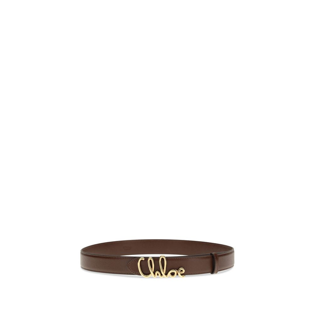 Belt by Chloé for women in bos taurus calf leather brown & gold features an artisanal finish, elegantly showcasing the signature style and artisanal craftsmanship of the Bos Taurus Calf Leather Belt design.