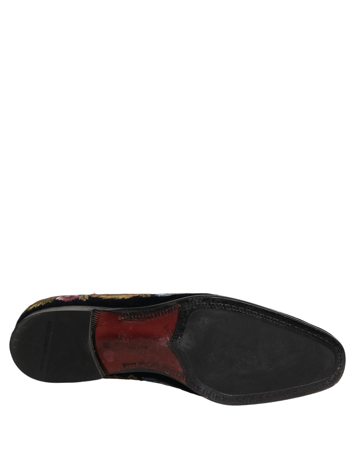 Dolce & Gabbana 9 To 5 Aria Men's Leather & Velvet Loafer Slip-On Shoes - Black Floral Signature