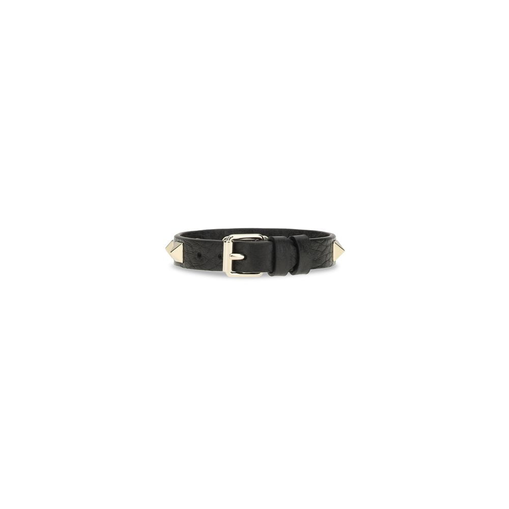 Bracelet by Valentino Garavani for women in bos taurus calf leather black features a architectural silhouette, elegantly showcasing a architectural that defines the Rockstud Women's Bos Taurus Calf Leather Bracelet aesthetic.