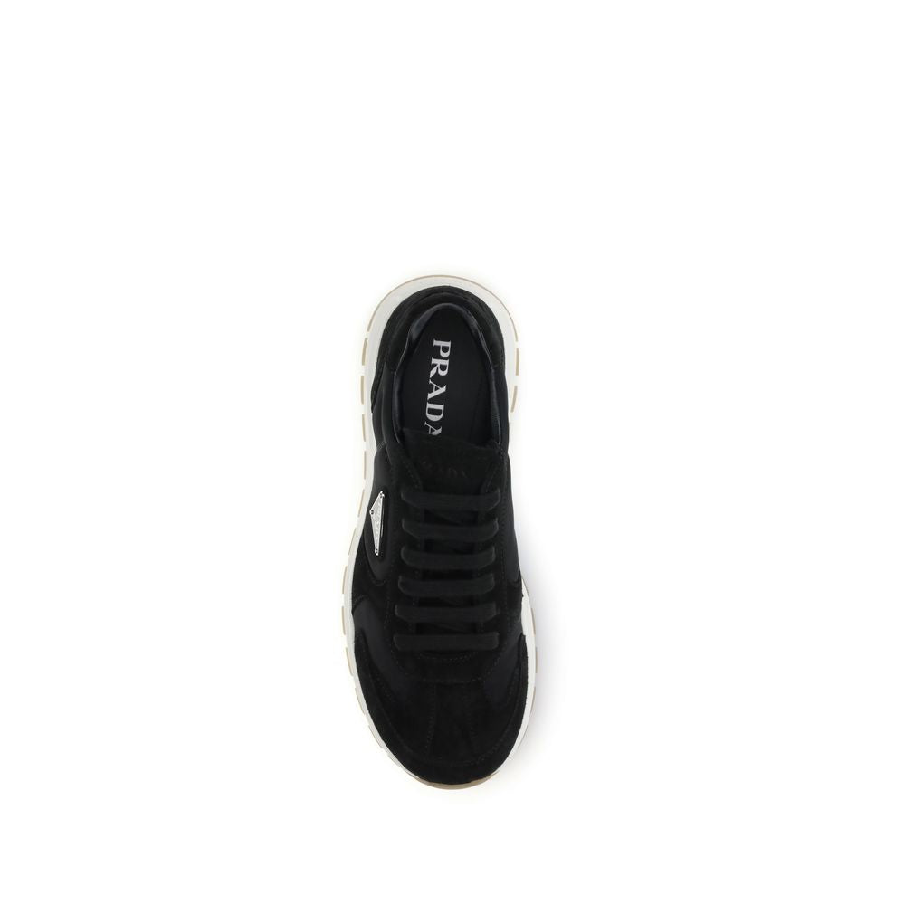Prada Men's Athletic Nylon Polyamide Leather Sneakers - Black