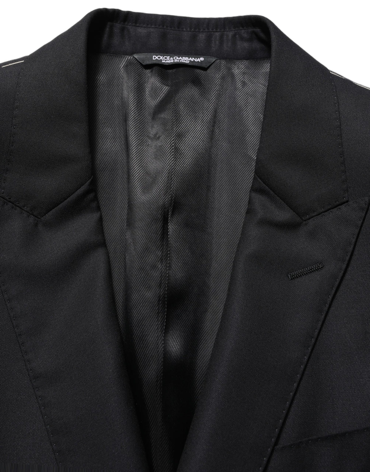 Dolce & Gabbana Men's Single Breasted Virgin Wool Silk Viscose & Cupro Blazer - Black