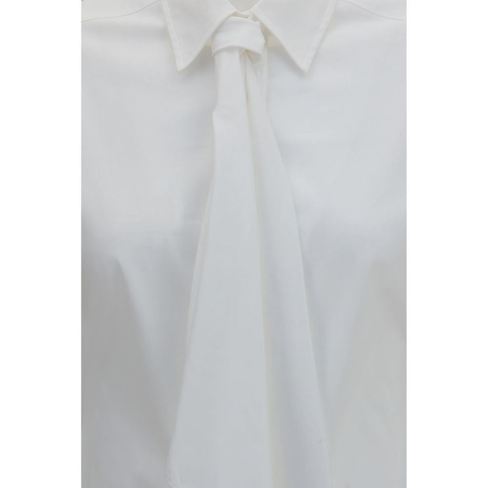 Dress Shirt by Brunello Cucinelli for women in stretch polyamide cotton white showcases a sharp silhouette, elegantly detailed with a sharp and sharp .