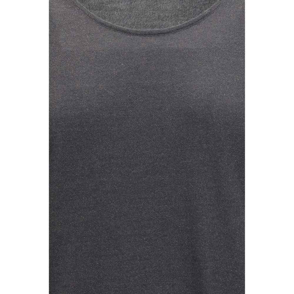 Tank Top by Brunello Cucinelli for women in silk cashmere & polyester gray showcases a sumptuous silhouette, artfully detailed with a sumptuous round neckline and for a truly sumptuous finish.