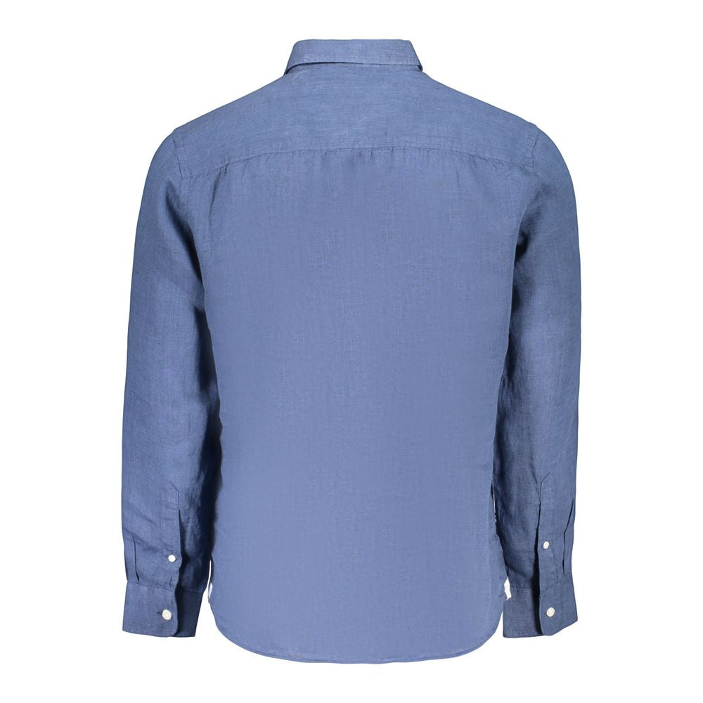 Shirt by North Sails for men in linen blue features an polished silhouette, showcasing a sophisticated and detail for a truly polished finish.
