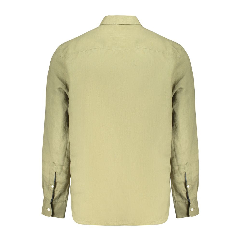 Dress Shirt by North Sails for men in linen green presents a discerning silhouette, showcasing a sophisticated and for a truly discerning finish.
