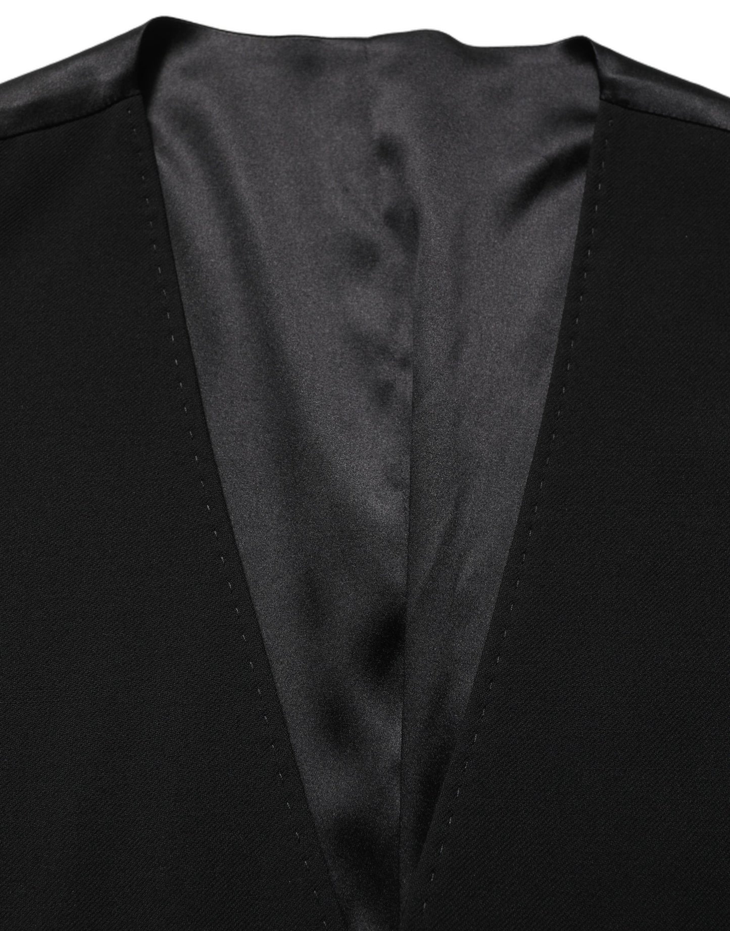 Dolce & Gabbana Black Wool Single Breasted Waistcoat Vest