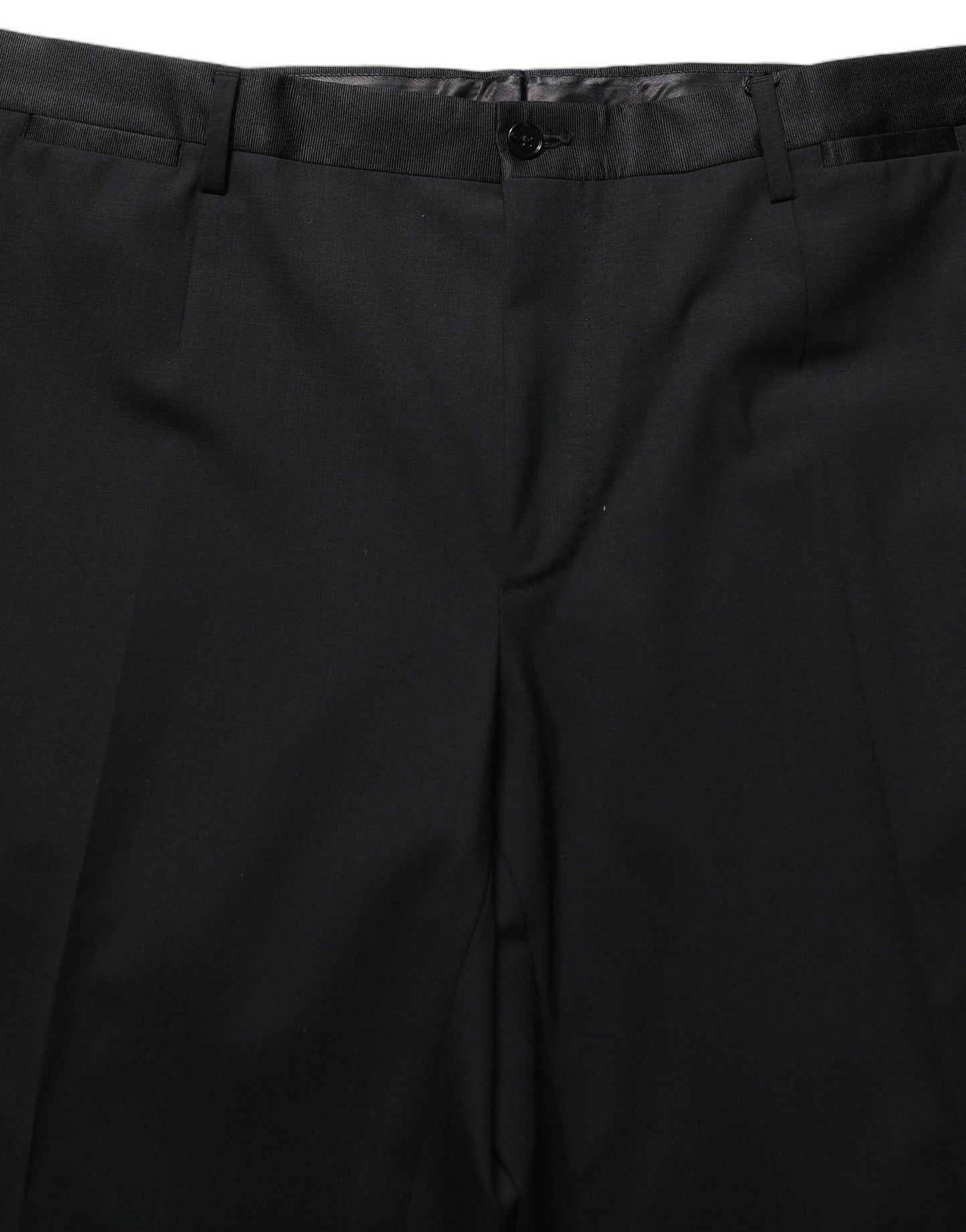 Dolce & Gabbana Black Wool Tapered Leg Dress Trouser Pants