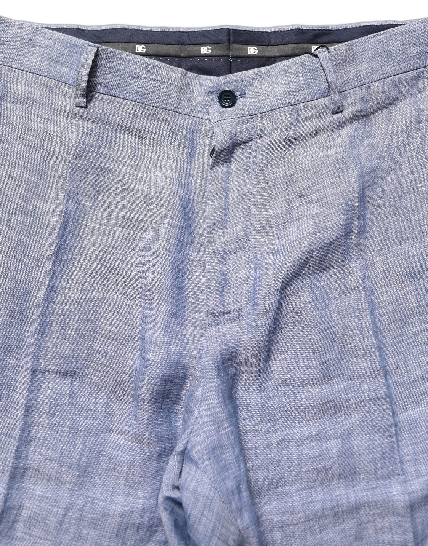Dolce & Gabbana Light Blue Linen Straight Dress Trouser Pants