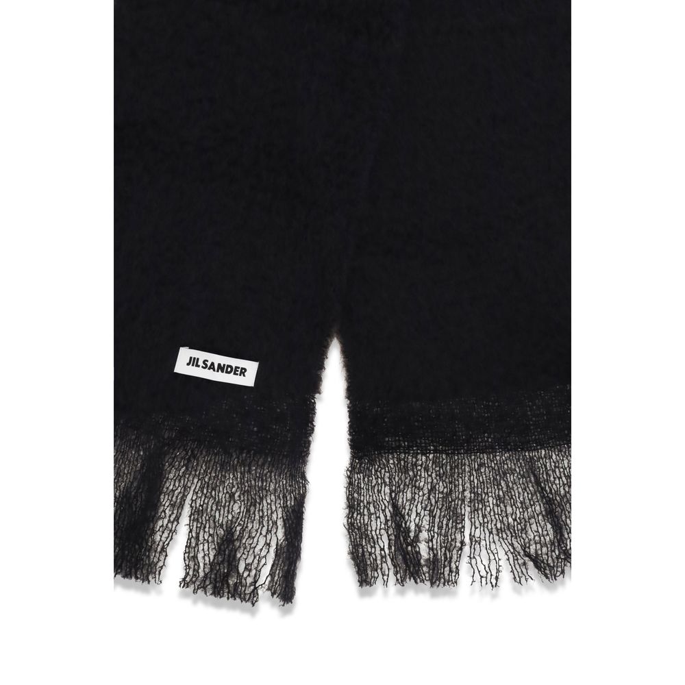 Jil Sander Wool Fringes Scarf - Black Signature