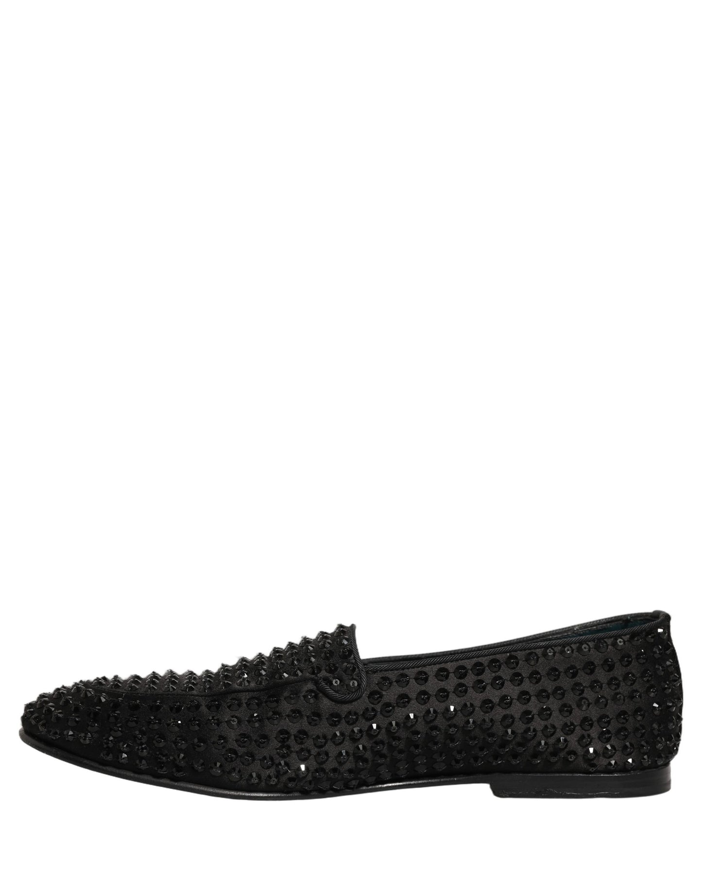 Dolce & Gabbana Black Rhinestone Embellished Loafers Shoes
