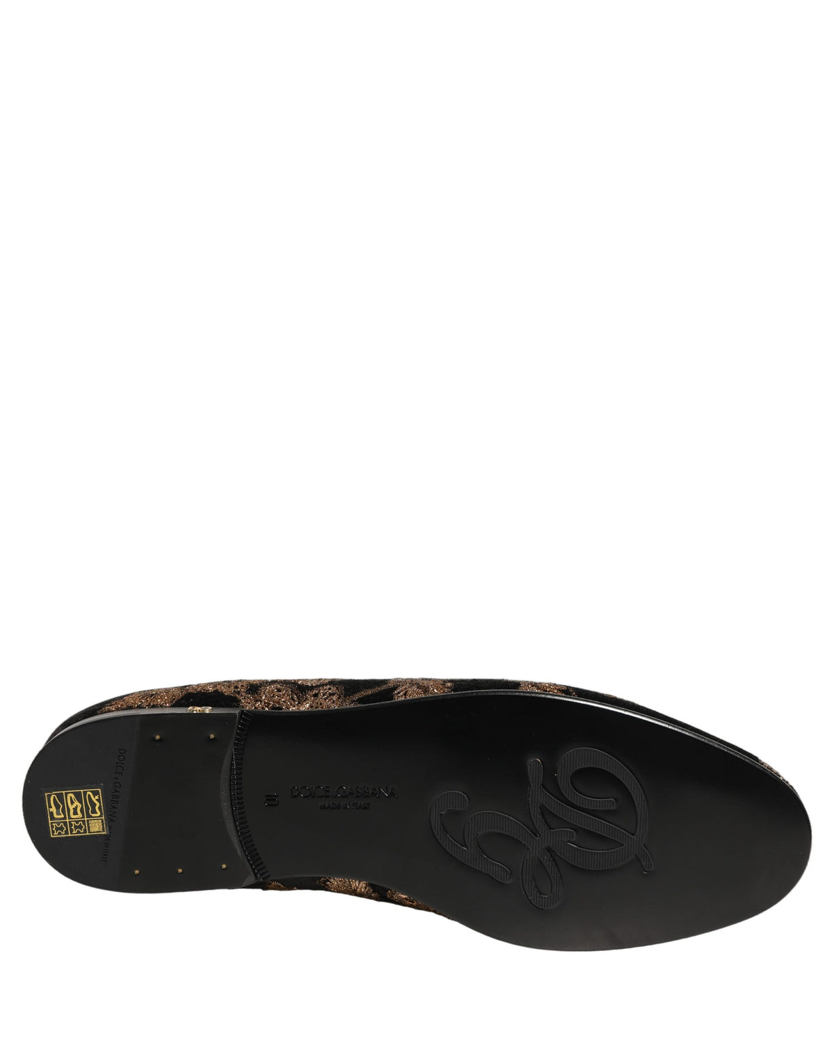 Dolce & Gabbana Men's Polyester Silk Goat & Calf Leather Loafer Slip-On Shoes - Black Floral Jacquard
