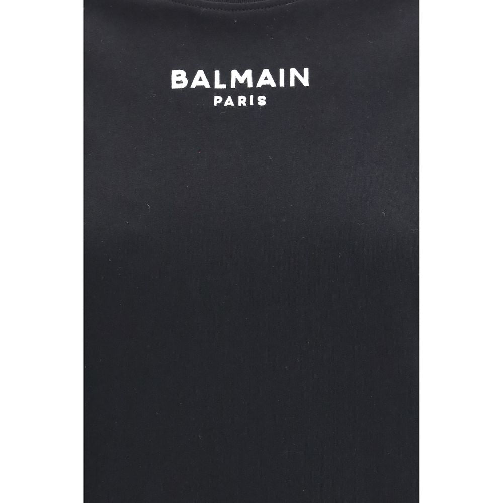 T-Shirt by Balmain for women in cotton black & signature showcases a chic silhouette, artfully detailed with a chic round crew neckline and for a chic finish.