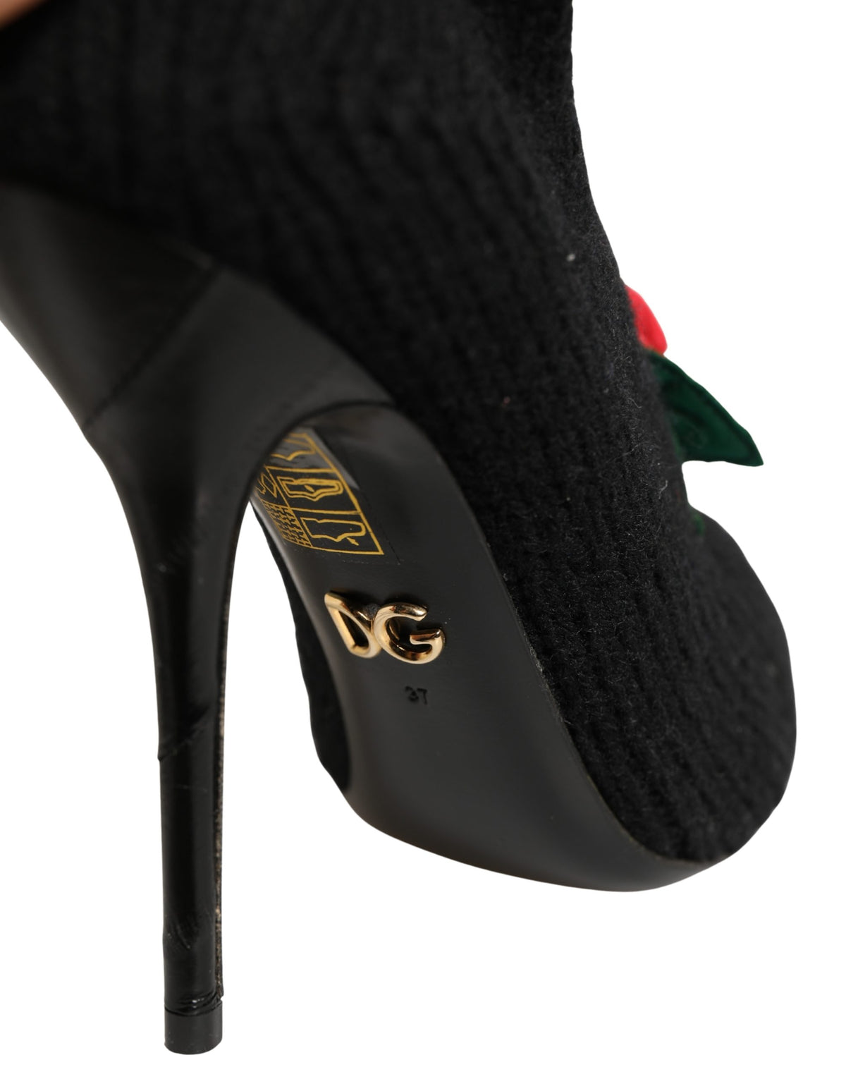 Dolce & Gabbana Women's Nylon Virgin Wool Eel & Calf Leather High-Heel Stiletto Sock Mid-Calf Boots - Black Floral