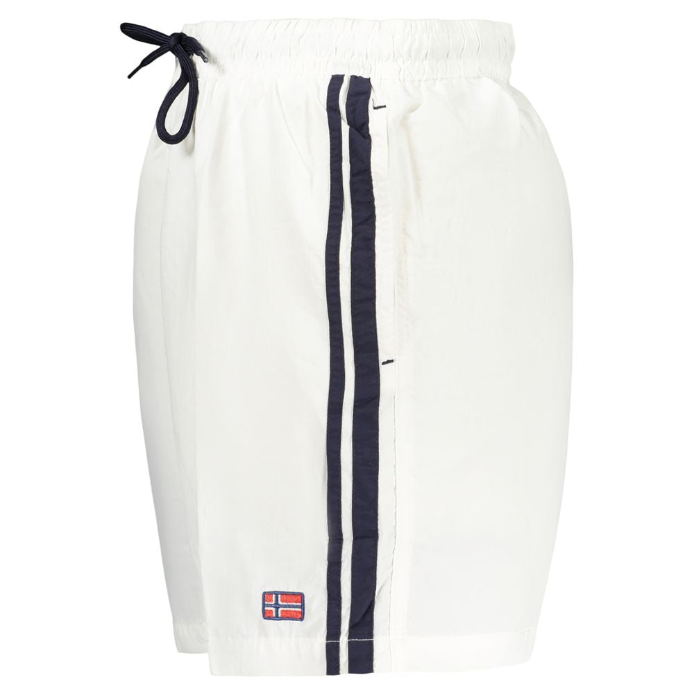 Swim Shorts by Norway 1963 for men in polyamide and white showcases a sinuous silhouette, expertly cut for a sinuous fit as part of the Men's Polyamide Swim Shorts collection.