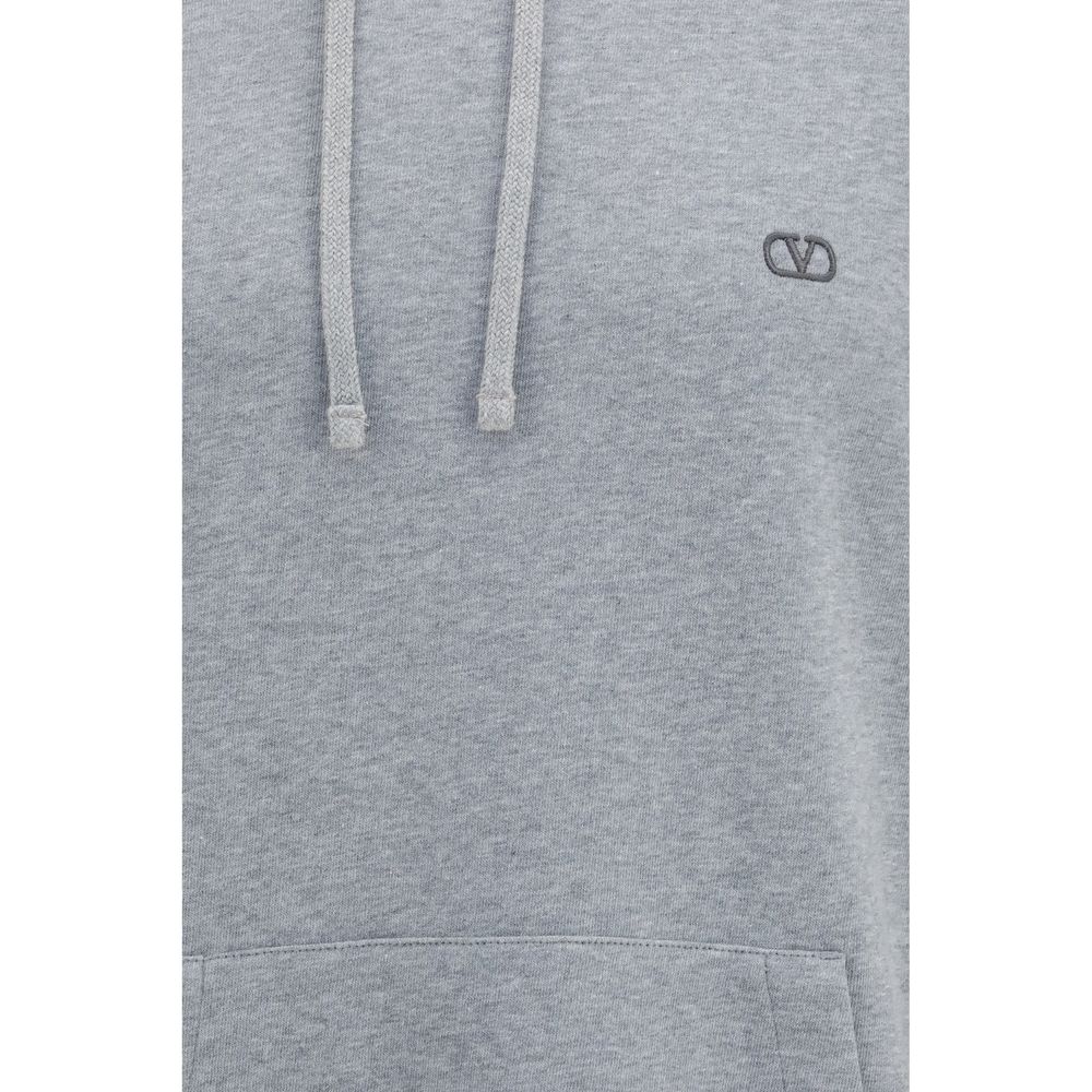 Sweatshirt Hoodie by Valentino Garavani for men in cotton gray & signature showcases a city-ready silhouette, artfully detailed with a signature and for a city-ready finish.