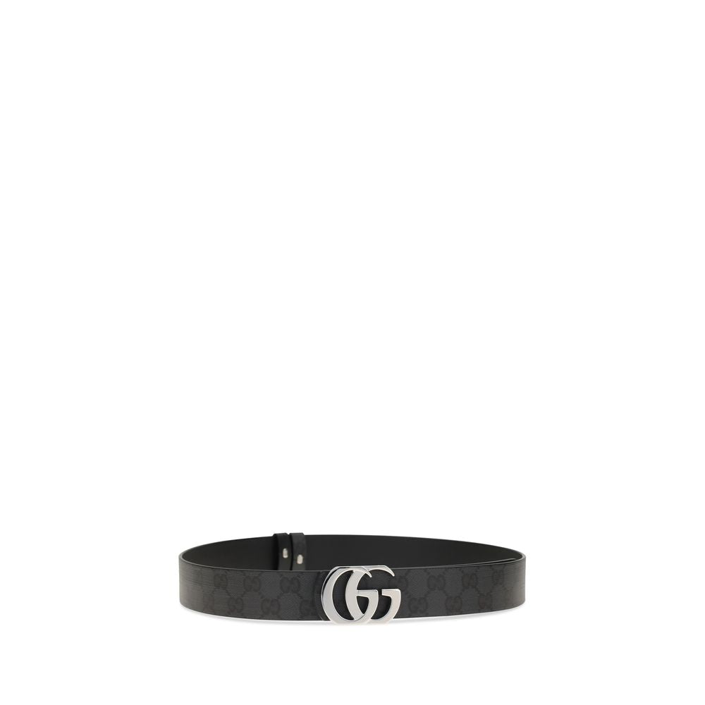 Belt by Gucci for men in bos taurus calf leather black & silver presents a artisanal silhouette from the Gg Marmont Bos Taurus Calf Leather Belt collection, showcasing an artisanal design and refined craftsmanship for a artisanal look.