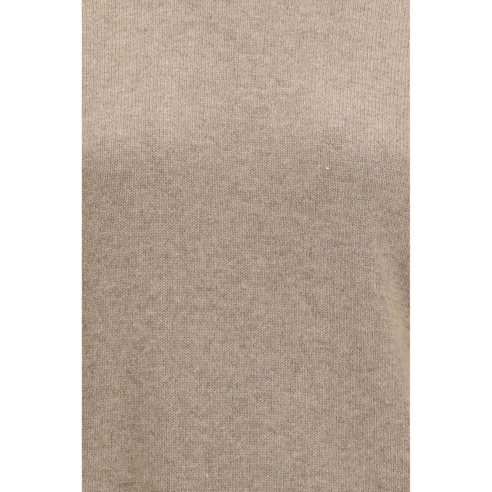 Sweater by Brunello Cucinelli for women in cashmere & capra leather brown features an polished silhouette, showcasing refined and a sophisticated for a truly polished finish.