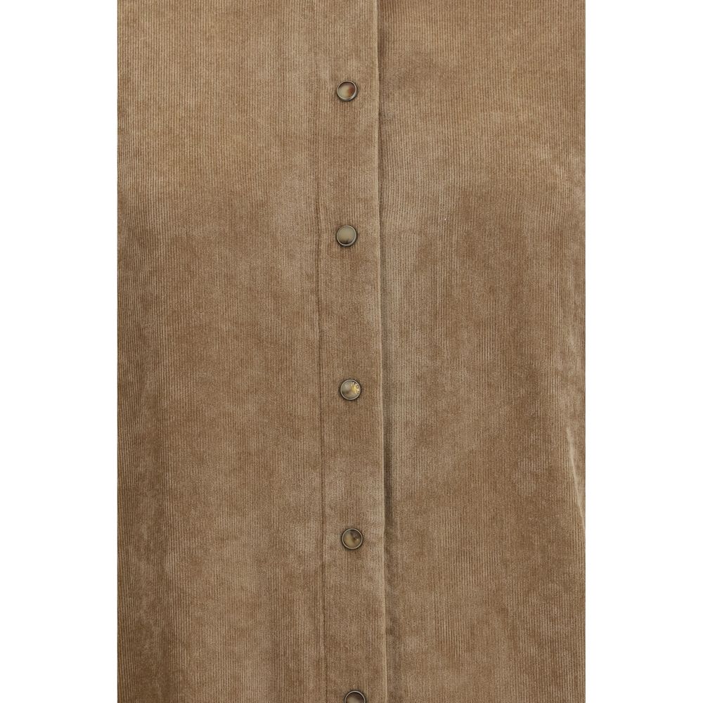 Brunello Cucinelli Women's Relaxed Fit Regular Long-Sleeve Cashmere & Viscose Dress Shirt - Beige