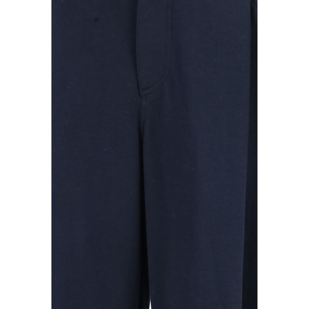 Brunello Cucinelli Women's Straight Leg Regular Fit Wide Polyamide Cotton Silk Casual Pants - Blue