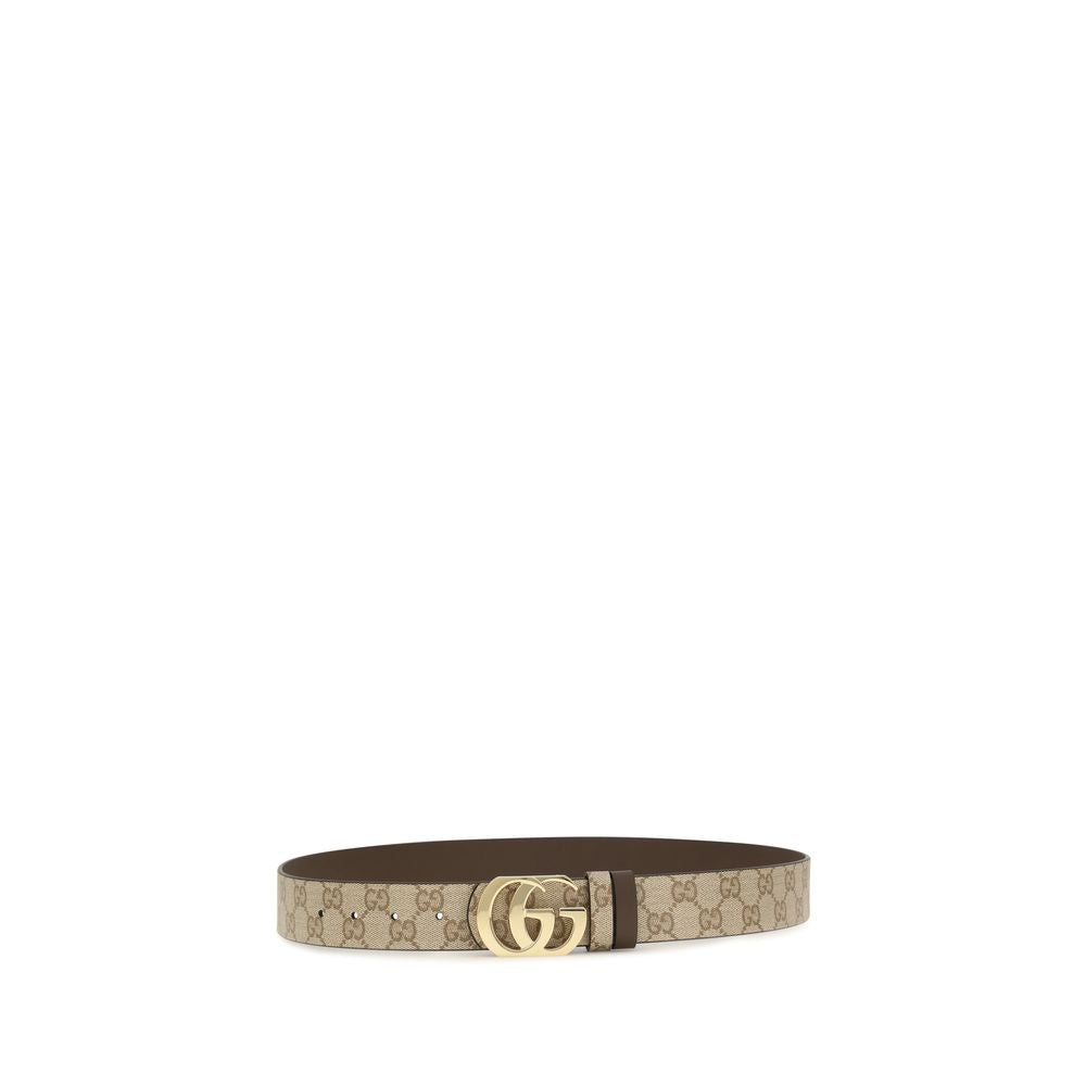 Belt by Gucci for men in bos taurus calf leather beige & gold features a bohemian chic silhouette, showcasing the bohemian chic Gg Marmont Bos Taurus Calf Leather Belt design with a sophisticated bohemian chic finish.