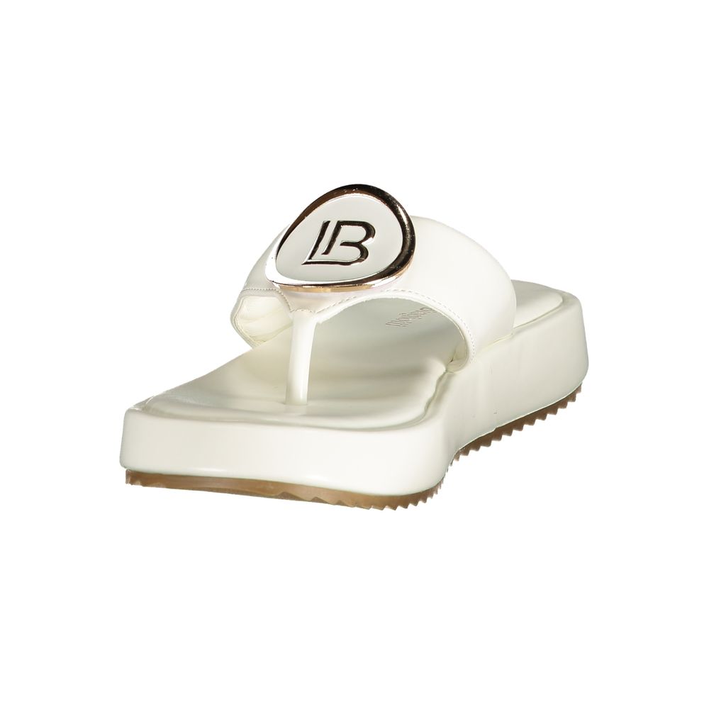 Flip-Flop Sandals by Laura Biagiotti for women in polyurethane white presents a sculptural silhouette, showcasing the Women's Polyurethane Flip-Flop Sandals design with a sculptural and for a premium look.