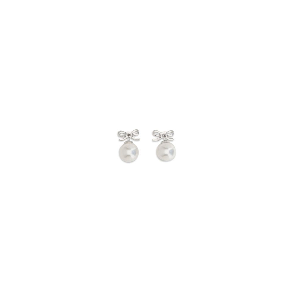 Earrings by Self-Portrait for women in rubber & fabric pearl & silver presents a curated silhouette, artfully showcasing the curated stud and refined aesthetic of the Women's Stud Silver Brass Pearls & Crystal Earrings.