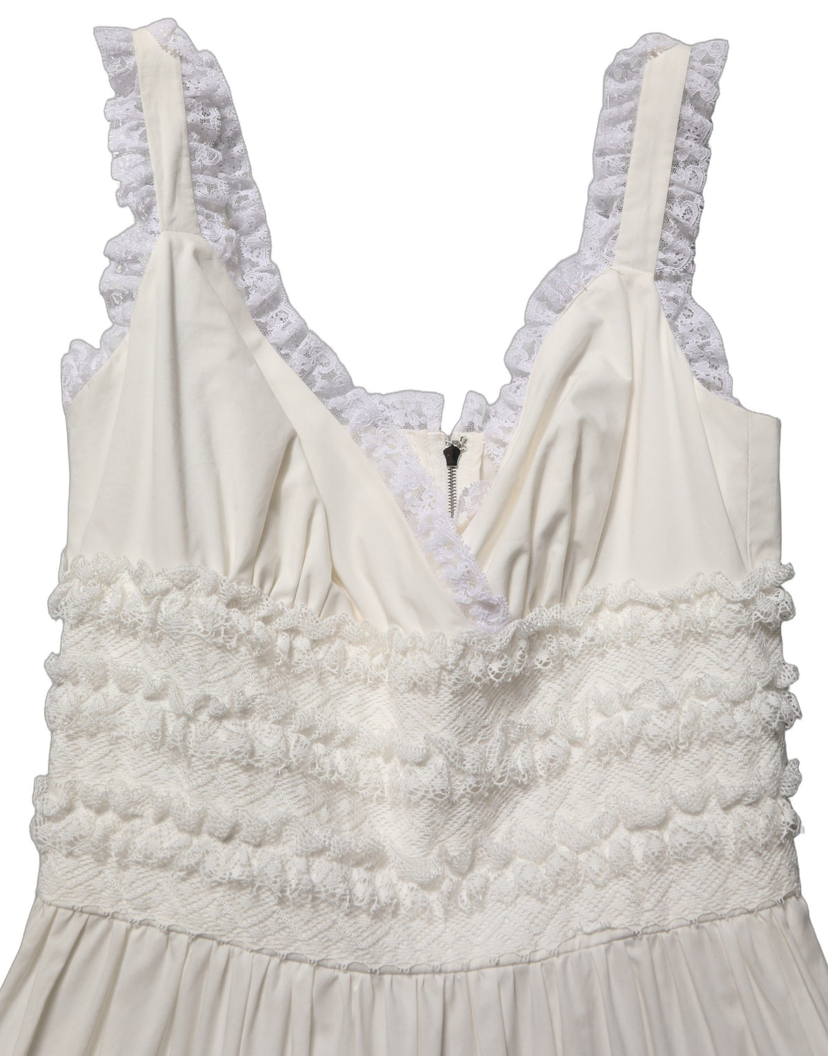 Dolce & Gabbana Women's A Line Wrap Cocktail Sleeveless Nylon Cotton Midi Mini Dress - White
