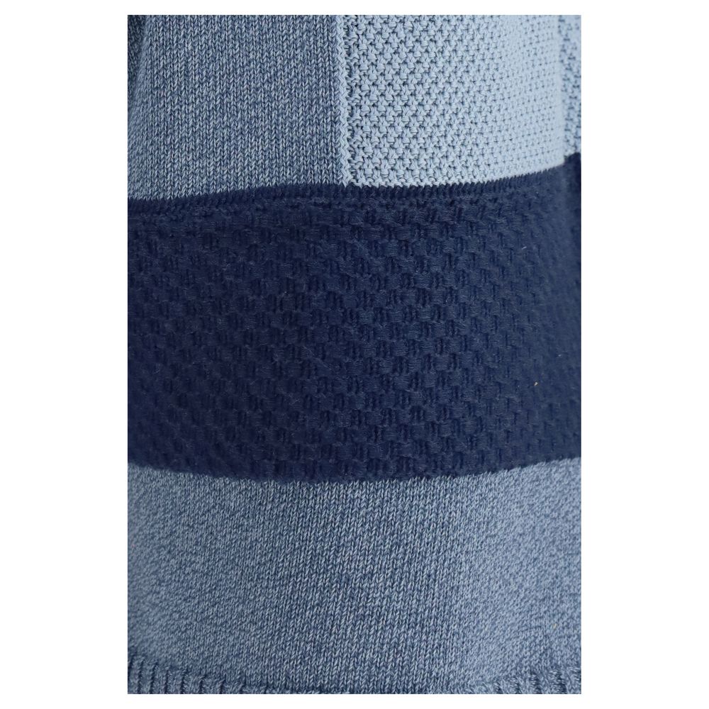 Laneus Men's Regular Fit Cotton Bermuda Shorts - Blue Patchwork