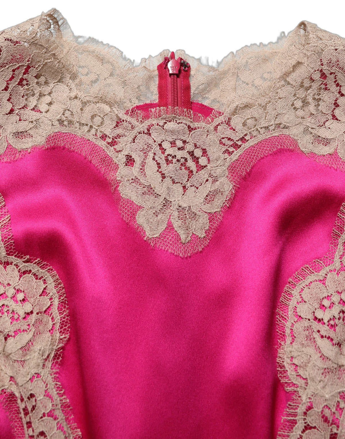 Dolce & Gabbana Women's A Line Wrap Short-Sleeve Elastane Lace & Silk Midi Mini Dress - Fuchsia Pink