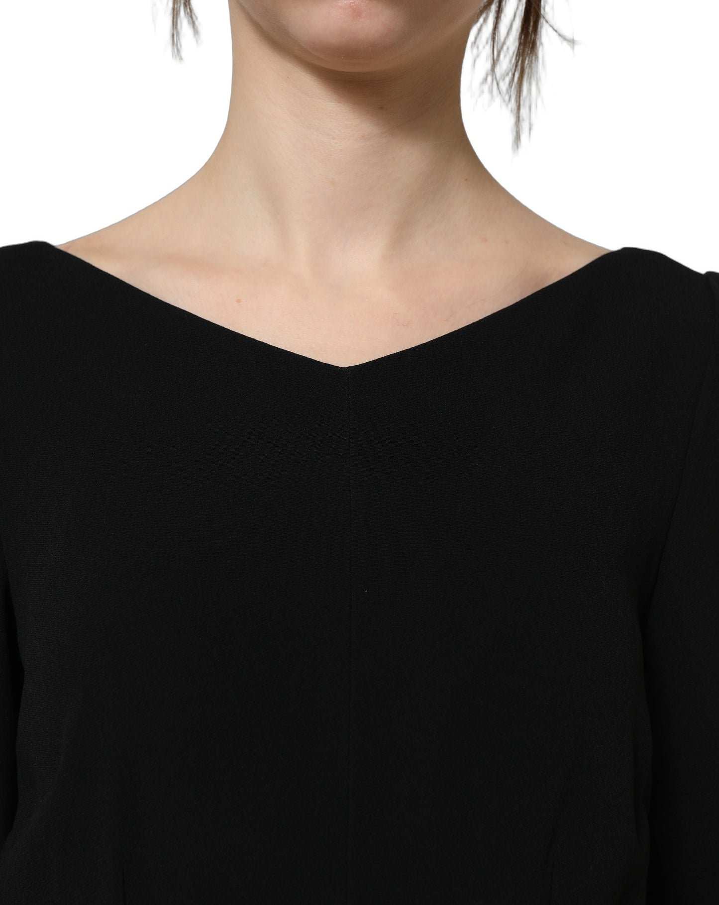 Dolce & Gabbana Black Viscose Short Sleeve A-line Midi Dress