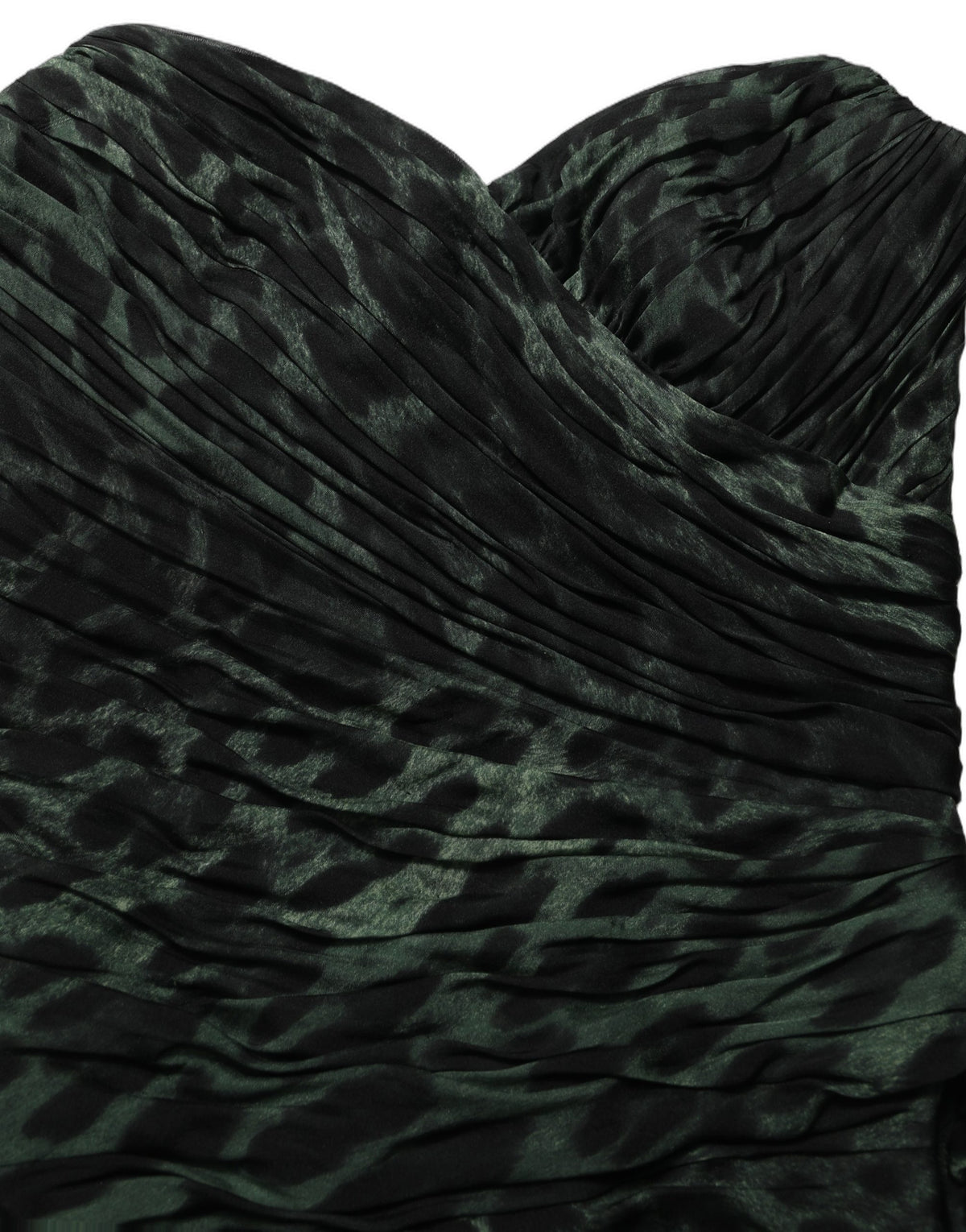 Dolce & Gabbana Women's Sheath Corset Bustier Cocktail Sleeveless Silk Midi Dress - Green Leopard Print Print