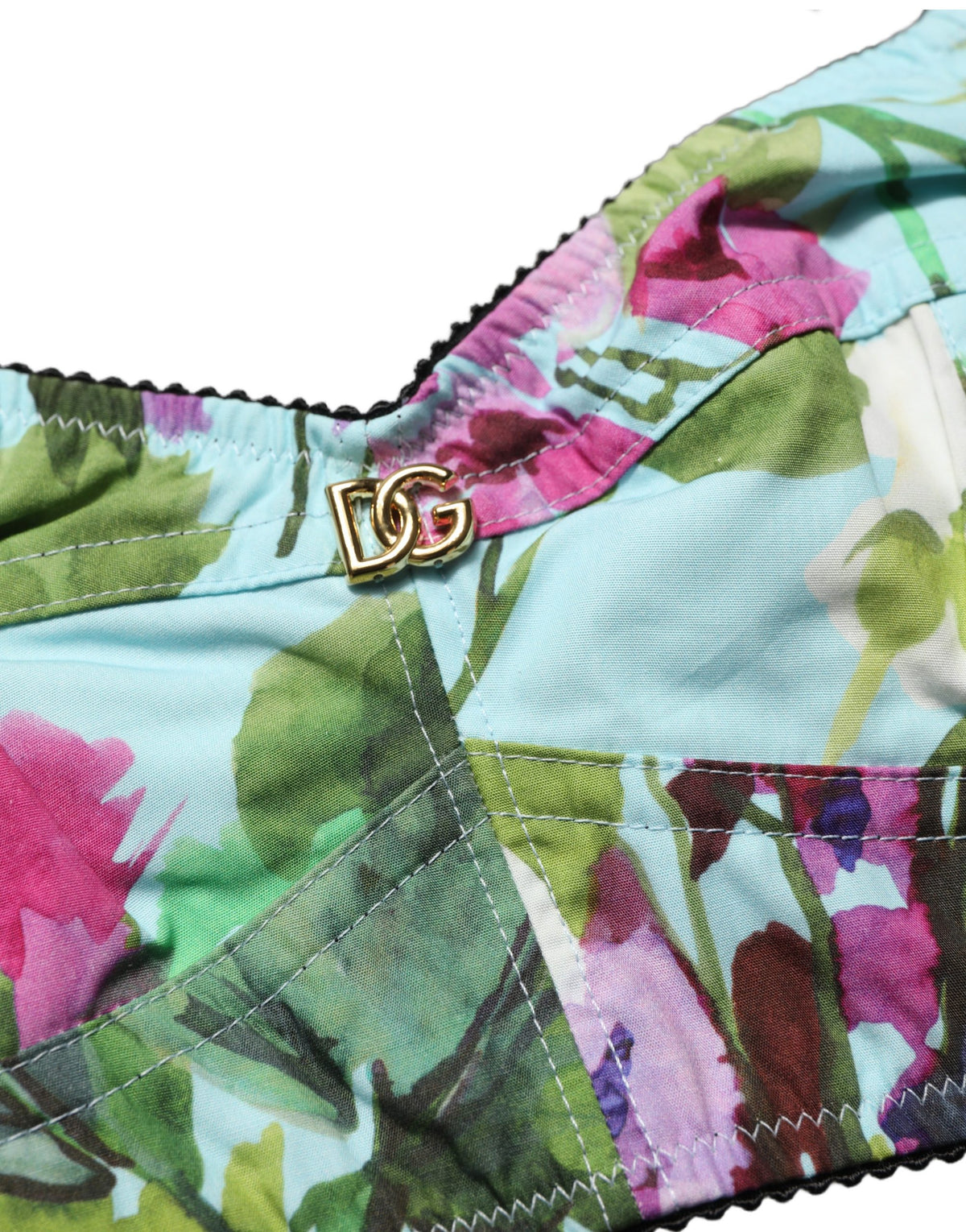 Dolce & Gabbana Women's Crop Top Cropped Stretch Cotton Nylon & Silk Tank - Multicolor Floral Print