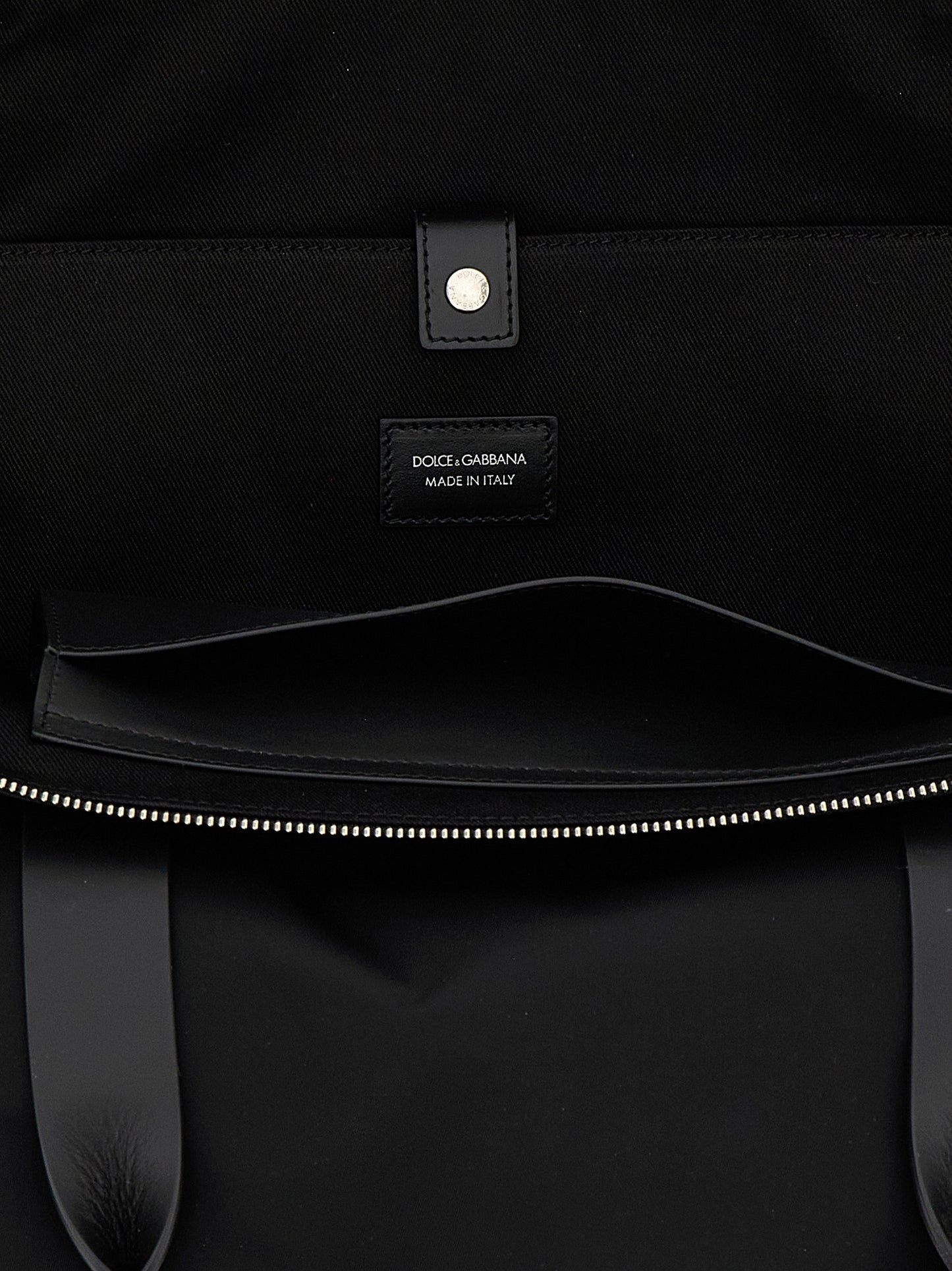 Medium Shopper Tote Bag by Dolce & Gabbana for men in leather & nylon black features an jet-set-ready silhouette, showcasing the Leather Nylon Medium Shopper Tote Bag design with a secure zipper, ample , and versatile handle.
