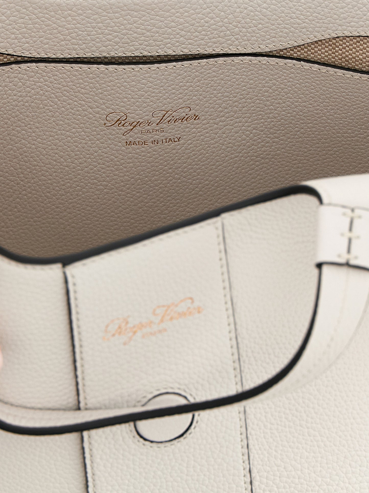 Mini Shopper Tote Bag by Roger Vivier for women in bos taurus calf suede leather gray features a jet-set sophisticated Belle Bos Taurus Calf Suede Leather Mini Shopper Tote Bag design with a secure flap, magnetic & buckle, ample , and versatile shoulder-strap & handle for a jet-set sophisticated finish.